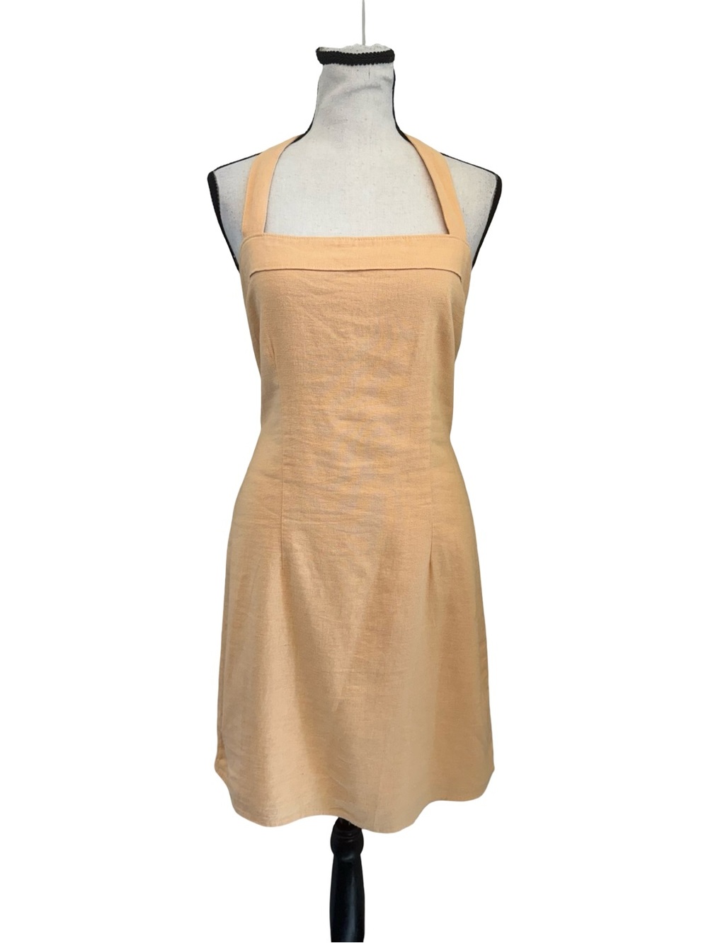 Abercrombie & Fitch Linen Blend Halter Mini Dress Peach Size Medium Tall - Picture 1 of 12
